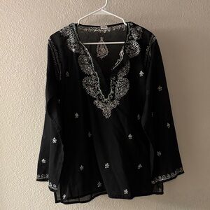 Indian  Embroidered Women's 3 button top